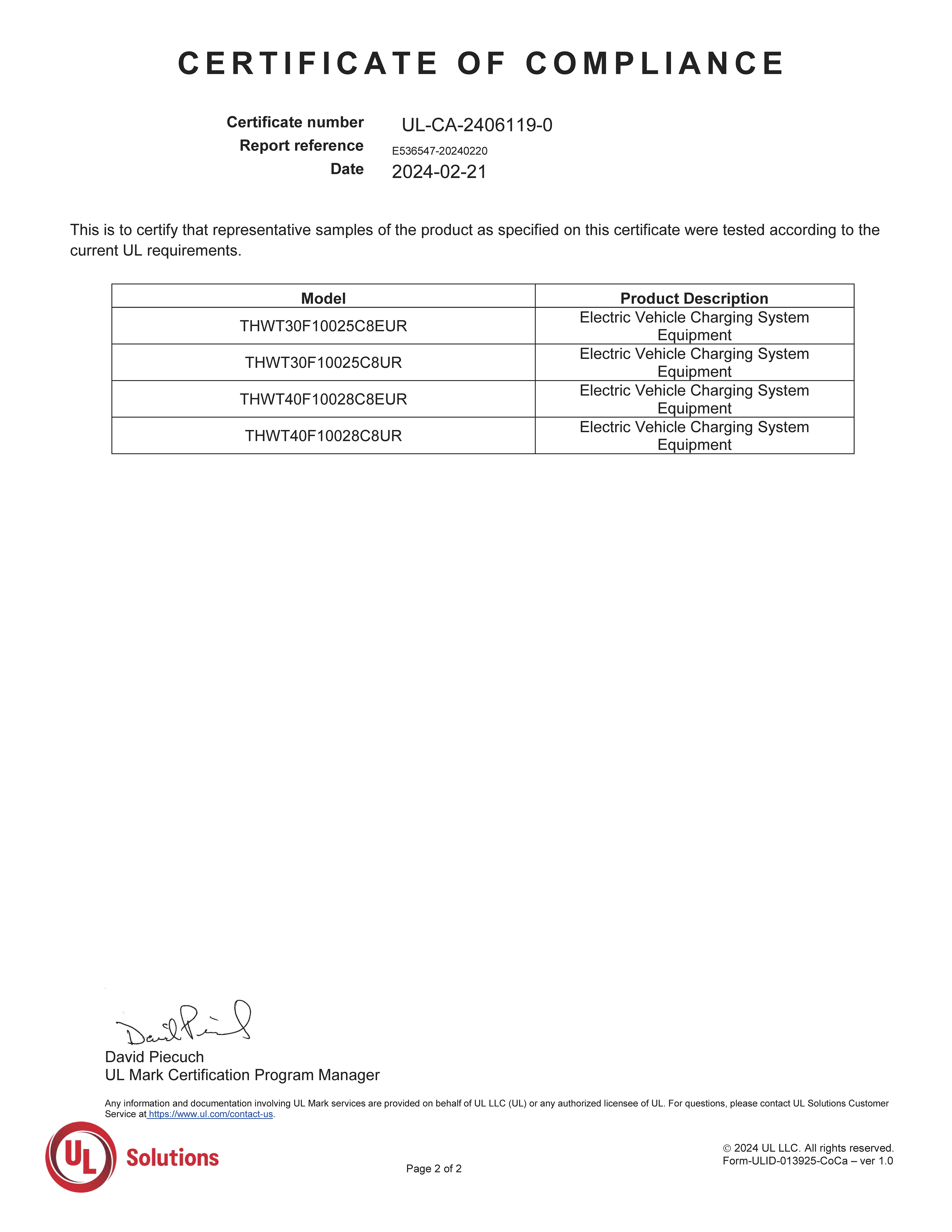 Certificado UL (m&oacute;dulo de carregamento EV)4
